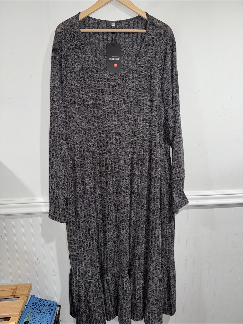 Grey dress new Long Sleeve stretch 5x modest